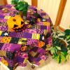 ハロゥイン柄　お化け かぼちゃ 黒猫 コウモリ パッチワーク風 紫色 C-H-I
