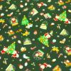 クリスマス柄　スノードーム サンタ ツリー 濃い緑色 ku-c-AB　シーチング生地