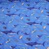 キルティング生地　海の生き物 魚 サメ 明るい青色 Q-277
