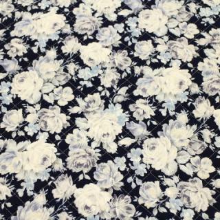 キルティング 花 フラワー バラ 濃い紺色 濃いナス紺色 Q-350