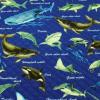 キルティング生地　海の生き物 魚 海 サメ クジラ 濃い青色 Q-352