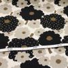 綿麻　マリメッコ調柄 花柄 ドット 水玉  北欧風 フラワー 黒×グレーみのベージュ L22-37