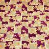 キルティング生地　和柄 花 パッチワーク風 菊 麻の葉 濃い紫色 グレー系色 Q-291