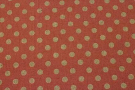綿麻　水玉、ドット柄　ピンク色×シルバーグリッタ色　キャンバス布