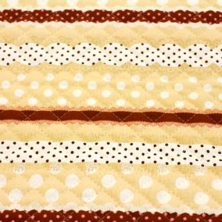 キルティング　ベリーボーダー 水玉　ドット　レース柄　 ベージュ系Q-357
