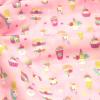 ダブルガーゼ　ユニコーン柄　ケーキ、ローソク、花、ハート柄　ピンク色  wga-26