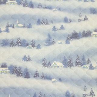 キルティング　 雪景色 冬景色 グレーかかった薄い青色 Q-325