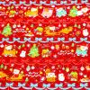 クリスマス　キルティング生地 サンタ ツリー ボーダー 濃い赤色 Q-B