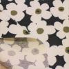 綿麻ラミネート生地　 大きな花柄　黒色×白色　R-248　つやなし