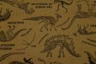 カッコイイ恐竜の骨柄　茶色　オックス布c21-21