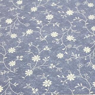 ラミネート生地　花 シンプル ダンガリー風 薄いブルー R-342　つやなし