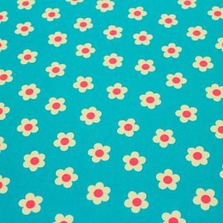 ラミネート生地　花 明るいみどりみの青 R-344　つやなし