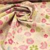 綿麻　花 葉っぱ 花柄 鳥 ピンク系 L22-30　キャンバス布　