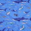 キルティング生地　海の生き物 魚 サメ 明るい青色 Q-277