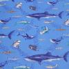 ラミネート生地 海の生き物柄 魚 サメ  明るい青色 R-285　